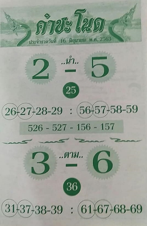 หวยคำชะโนด 16/06/63