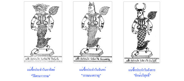 แม่ซื้อประจำวันเกิด วันอาทิตย์ถึงวันอังคาร