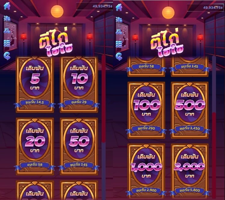 อัตราการจ่าย ตีไก่ไฮโซ